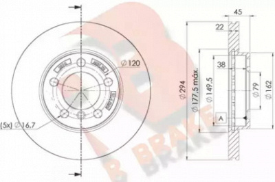 R BRAKE 78rbd22898 -  Тормозной диск